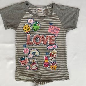 Shopkins Grey White Stripes Love Shirt